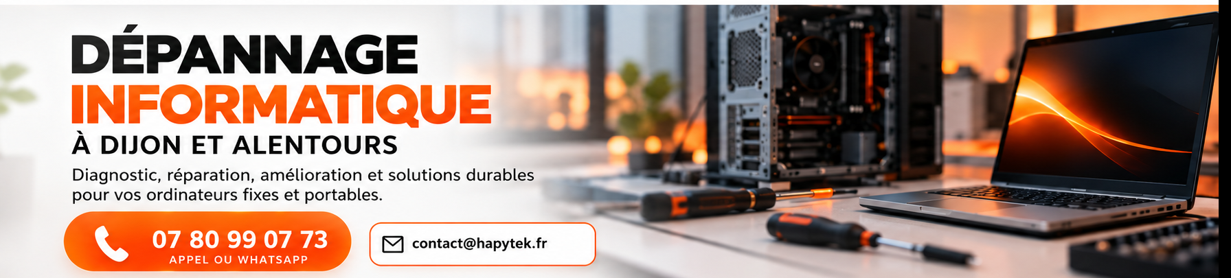 HAPYTEK — dépannage informatique à Dijon et alentours, réparation, amélioration des anciens PC et contact par téléphone ou WhatsApp